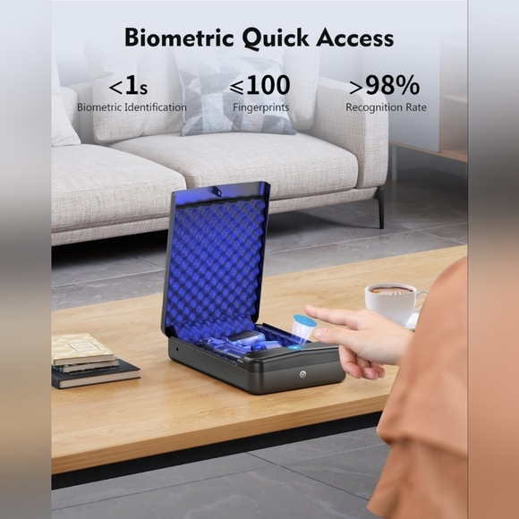 Holewar Biometric Safe, Portable Fingerprint Lock Box - Picture 3 of 12